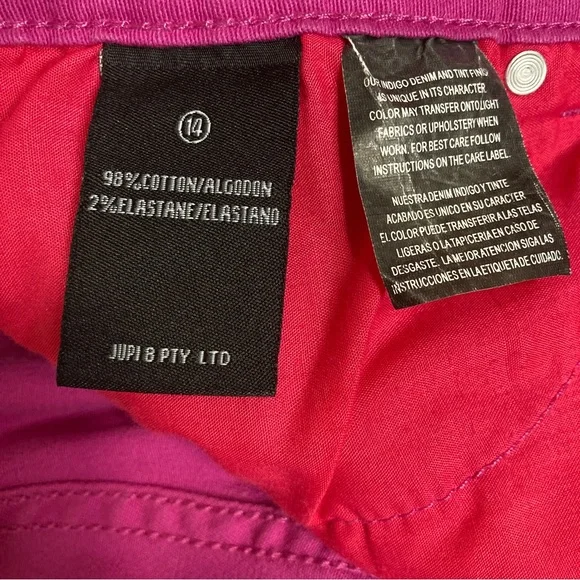 Kardashian Kollection Zip Fly Magenta Denim Stretch Pants - Size 14 - Picture 9 of 9